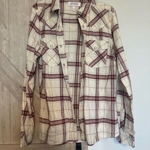 Shyanne Cream and Brown Plaid Shirt